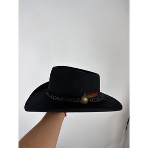 Akubra Snowy River 1010 Hat Mens 56 Black Fur Felt Australian Outback Cowboy